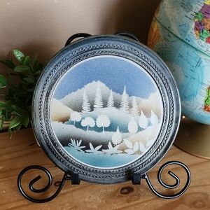 Vintage Decorative Round Ceramic Plate with Scenic Design